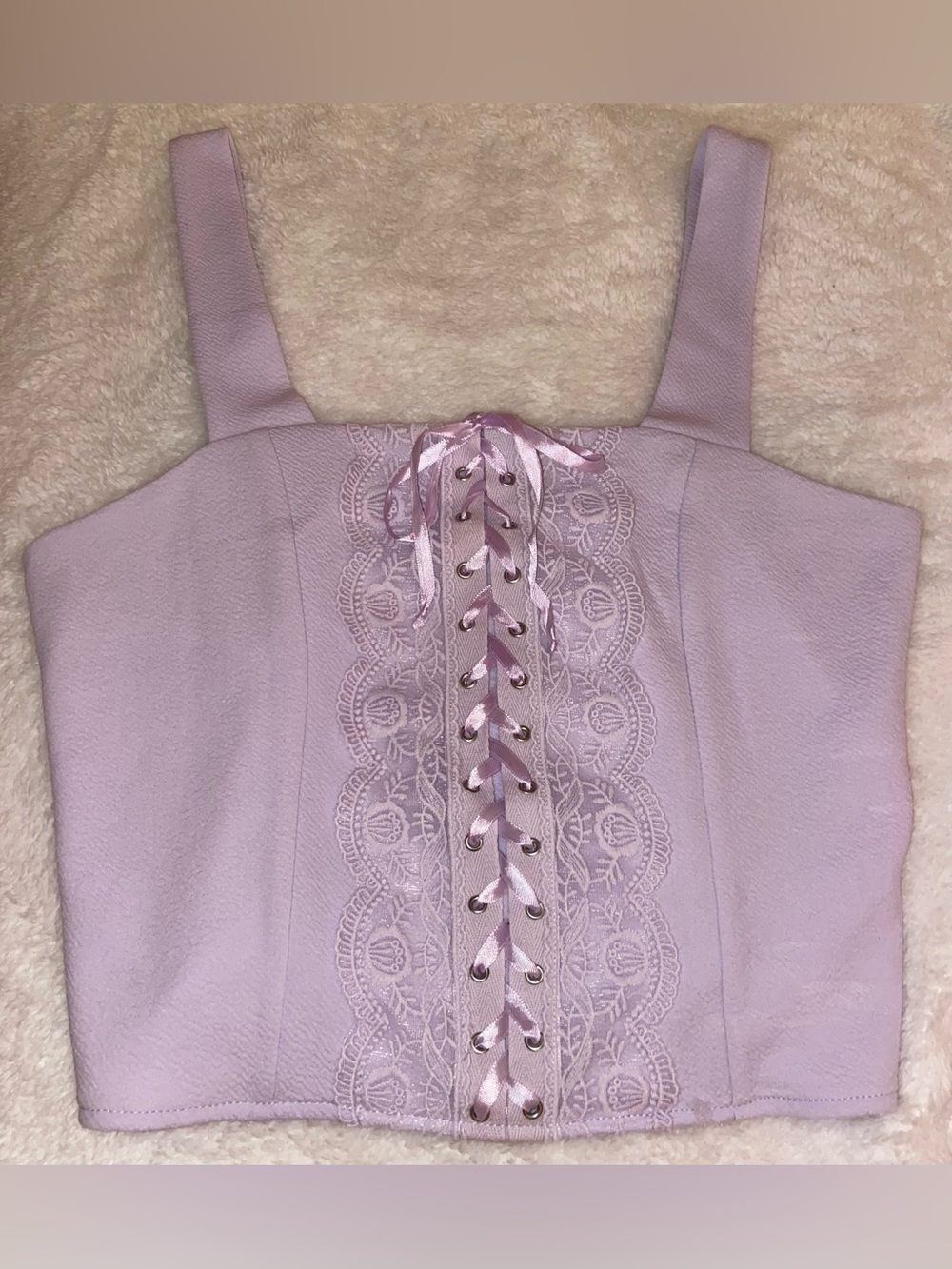 Lace-Up Lilac Cropped Tank Top